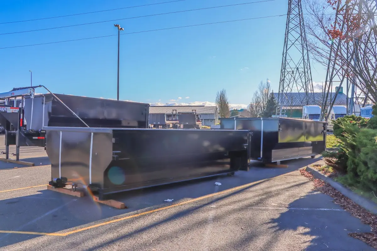 Roll-off dumpster ready for waste disposal at job site for Commercial Dumpster Rental in Ross